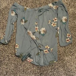 Shoulder less floral crop top